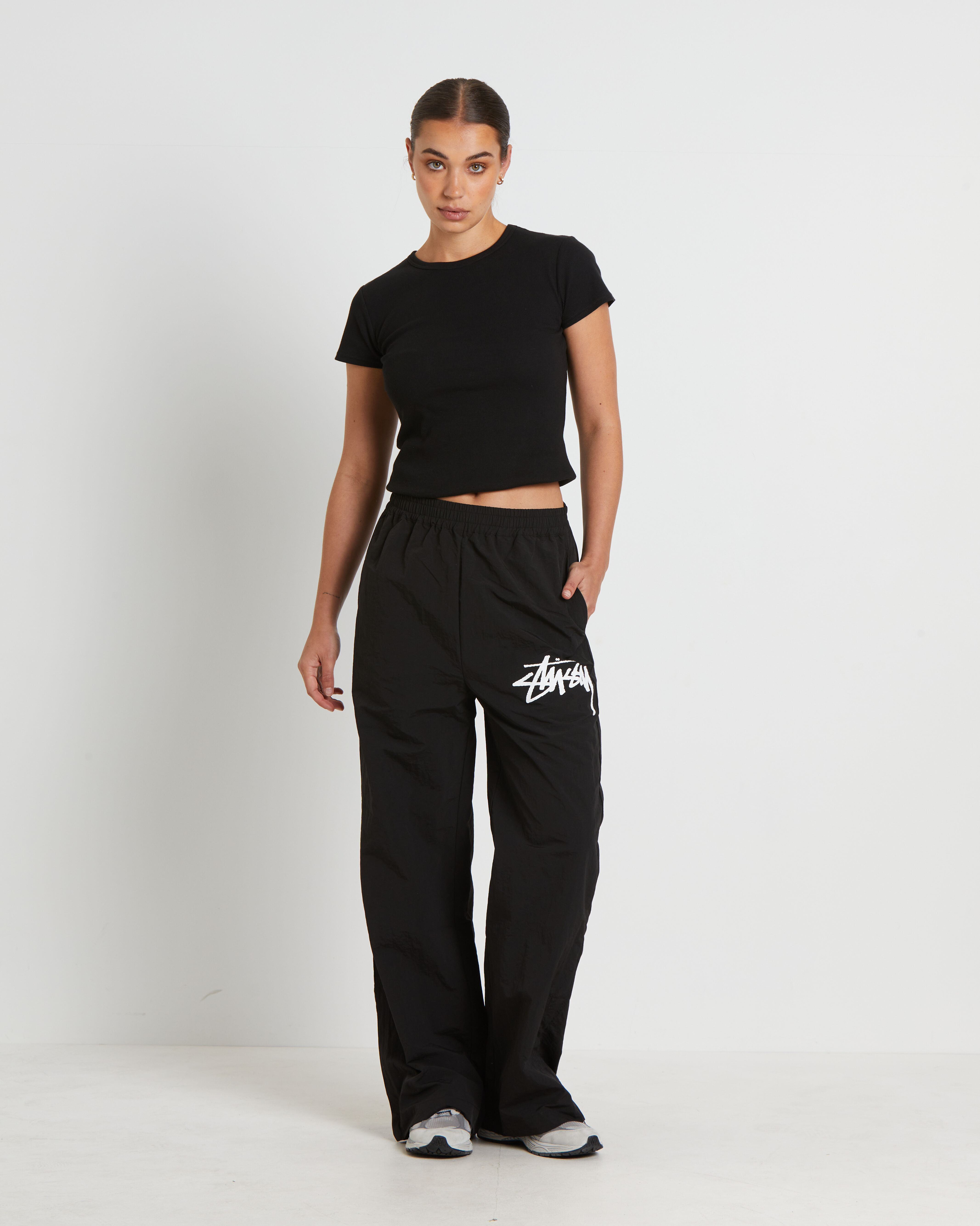 STUSSY Nylon Graffiti Pants in Black | General Pants