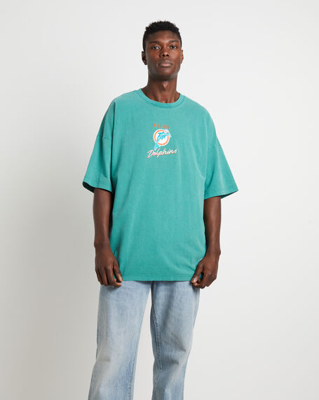 Tri Logo Dolphins Oversized T-Shirt in Faded Teal
