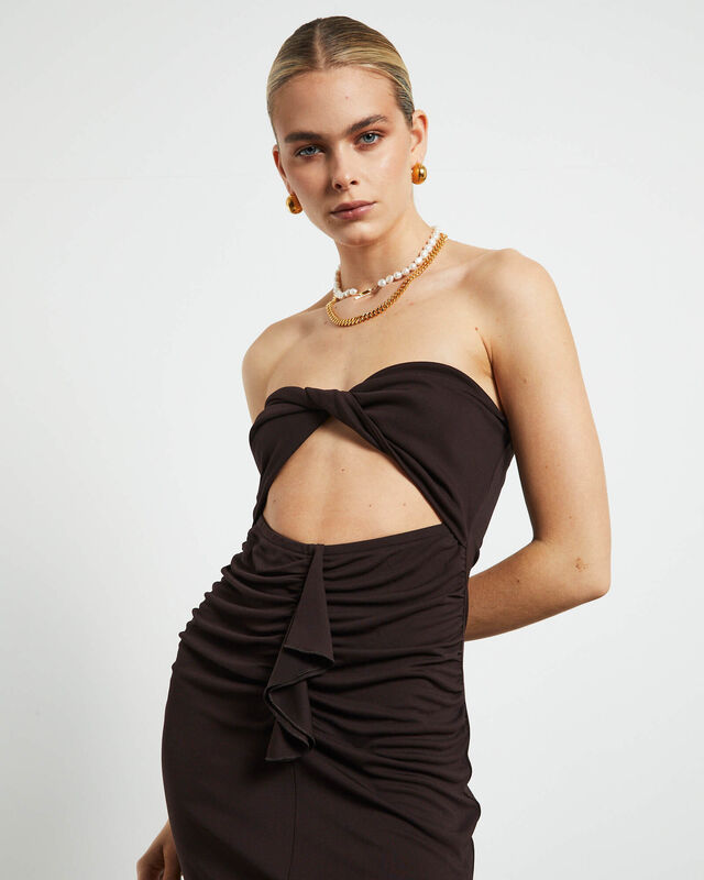 Aria Cut Out Tube Dress in Dark Chocolate, hi-res image number null