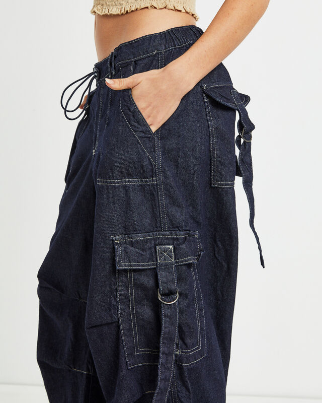 BDG Strappy Cargo Denim Jeans Dark Blue, hi-res image number null