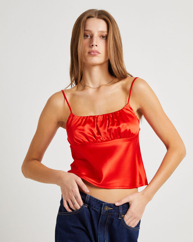 Ivy Ruched Silky Slip Top, hi-res image number null