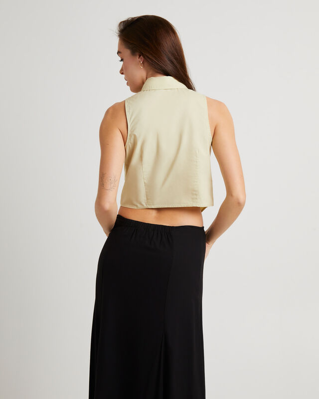 Cotton Poplin Sleeveless Shirt, hi-res image number null