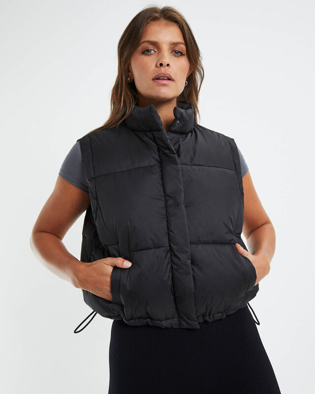 Casey Cropped Puffer Vest Black, hi-res image number null