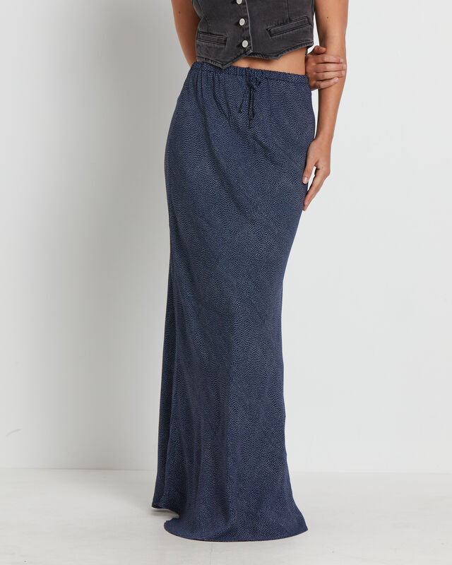 Slip Maxi Skirt in Mini Spot Navy, hi-res image number null