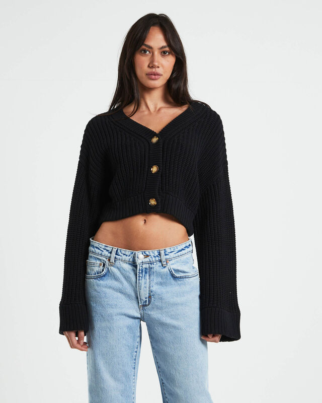 Cooper Cropped Cardigan Black, hi-res image number null