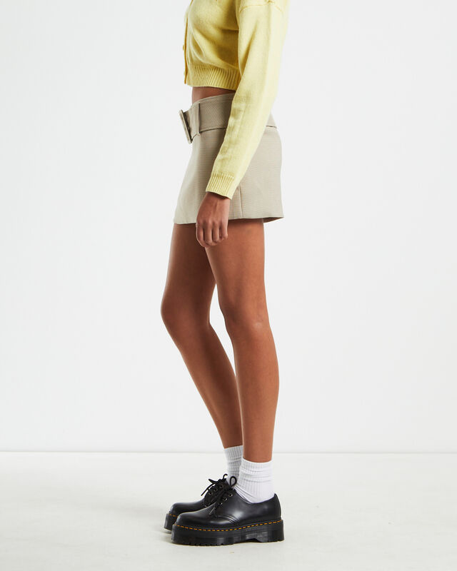 Nova Low Rise Geo Mini Skirt in Beige, hi-res image number null