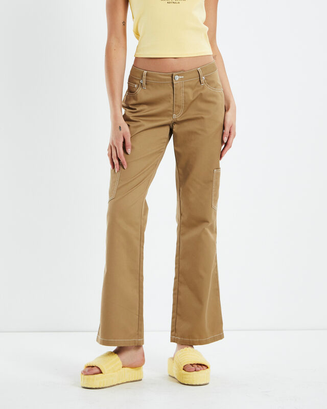 Lulu Low Rise Bootcut Workwear Pants Beige, hi-res image number null