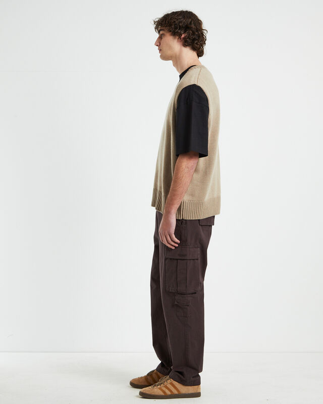 Sunday Box Knit Vest in Tan, hi-res image number null