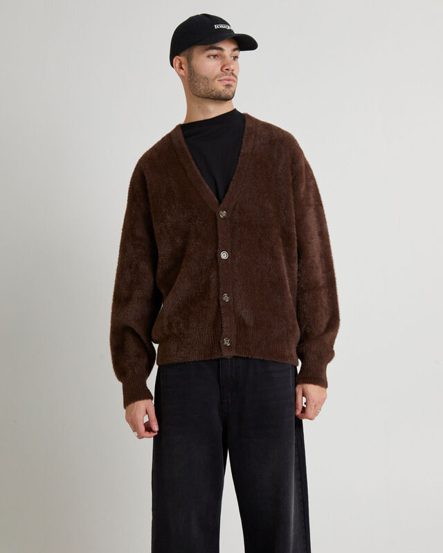 SHAG CARDIGAN BROWN, hi-res image number null