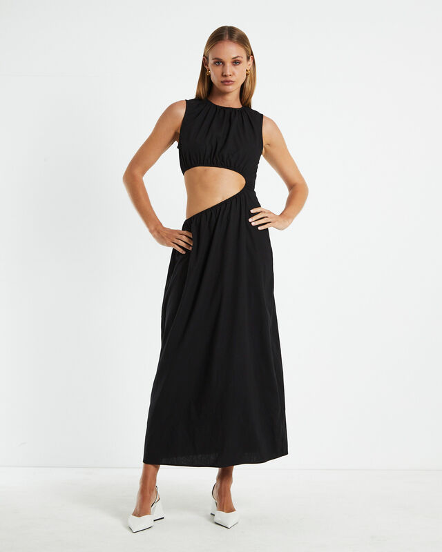 Isabelle Elasticated Cut Out Maxi Dress Black, hi-res image number null