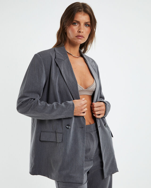 Tia Boyfriend Blazer Grey, hi-res image number null