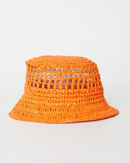 Vista Straw Bucket Hat in Orange