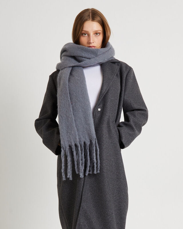 Grey Oversized Knit Scarf, hi-res image number null