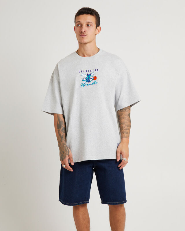 Tri Logo Hornets Oversized T-Shirt in Vintage Grey Marle, hi-res image number null