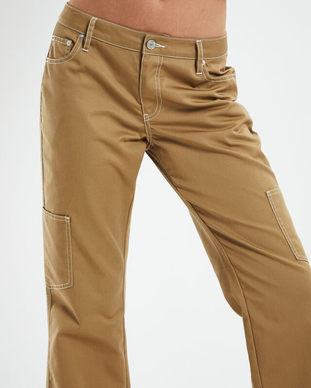 Lulu Low Rise Bootcut Workwear Pants Beige, hi-res image number null