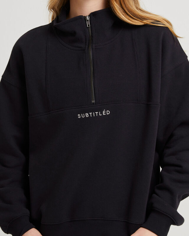 State Panelled Zip Front Fleece Almost Black, hi-res image number null