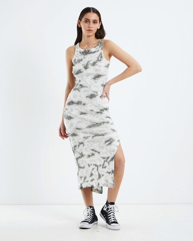 Tie-Dye Rib Dress Silver/Sage Green, hi-res image number null