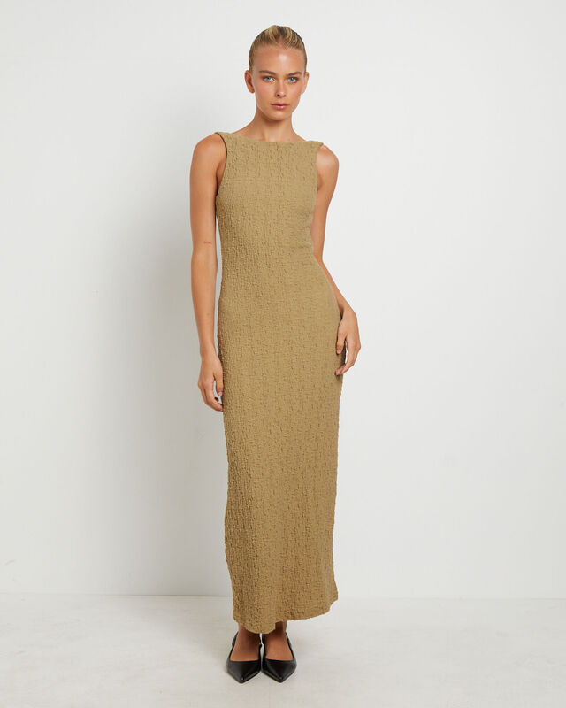 Skyla Textured Maxi Dress in Taupe, hi-res image number null