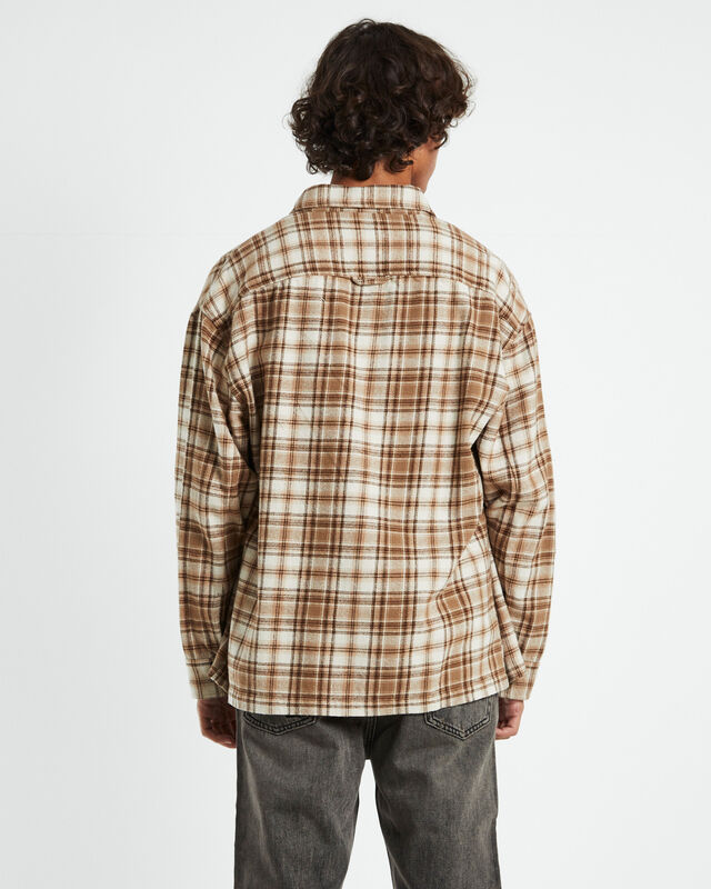 Portland Long Sleeve Flanno Shirt Tan/Ecru, hi-res image number null