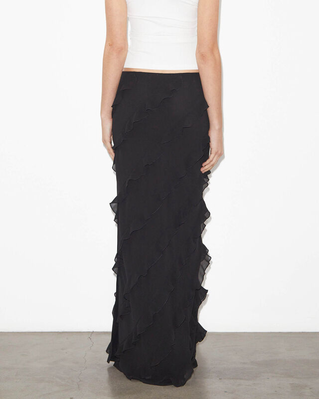 Marta Ruffle Skirt in Black, hi-res image number null