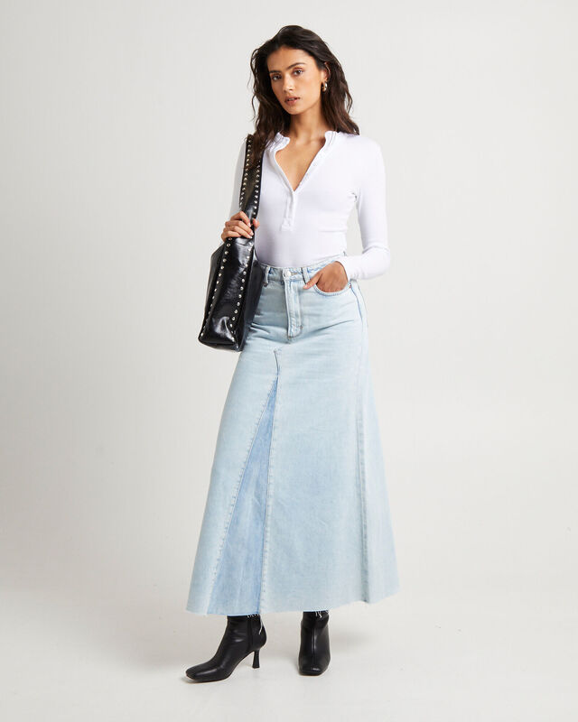 Rework Maxi Skirt - Light Bleach/French Blue Contrast, hi-res image number null