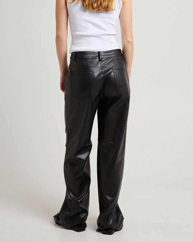 Jadey Relaxed PU Pants Black, hi-res image number null