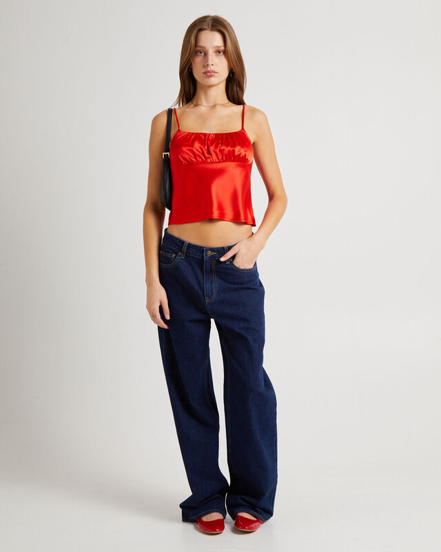 Ivy Ruched Silky Slip Top, hi-res image number null