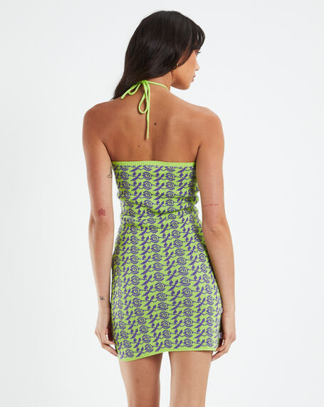Doner Heights Knitted Dress Lime