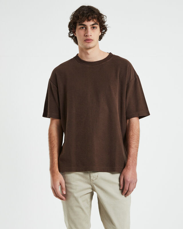 Ramona Linen Short Sleeve T-Shirt in Cocoa Brown, hi-res image number null