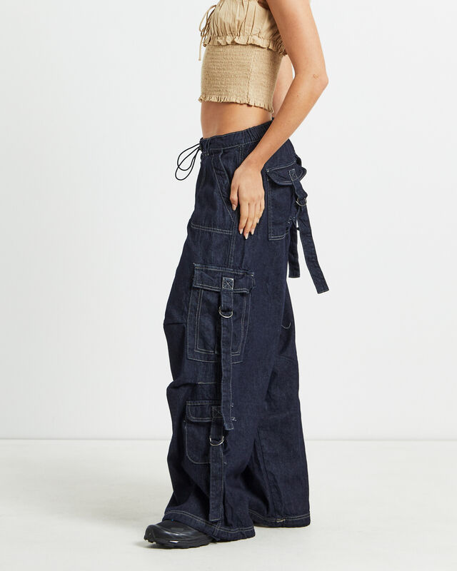 BDG Strappy Cargo Denim Jeans Dark Blue, hi-res image number null