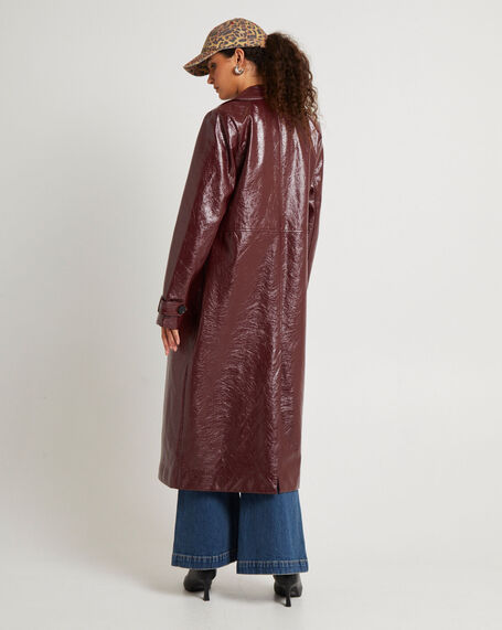 Aubrey Leather Look Longline Coat