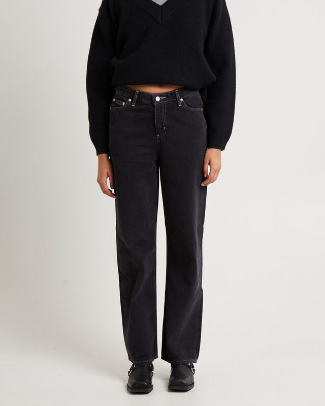 90's Mid Baggy Jean Throwback Black, hi-res image number null