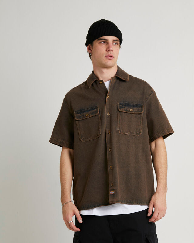 Denim Short Sleeve Shirt, hi-res image number null