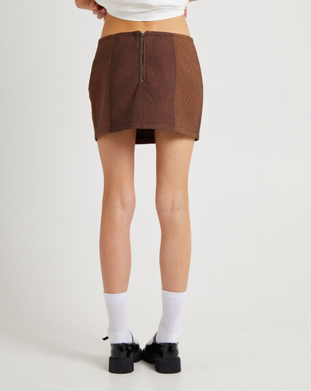 Splice PU Distressed Mini Skirt