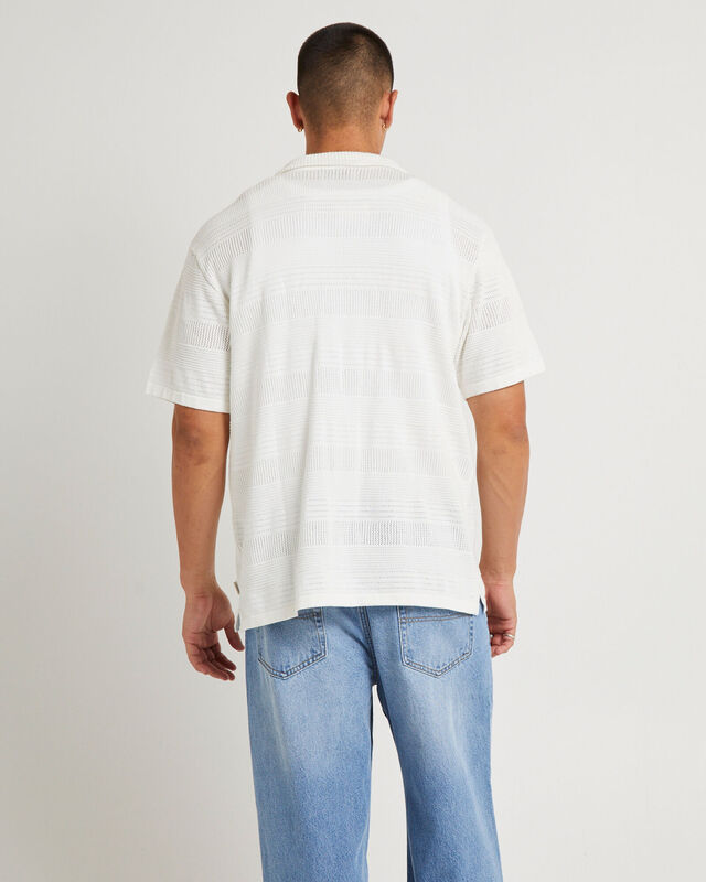 Knitted Short Sleeve Resort Shirt White, hi-res image number null