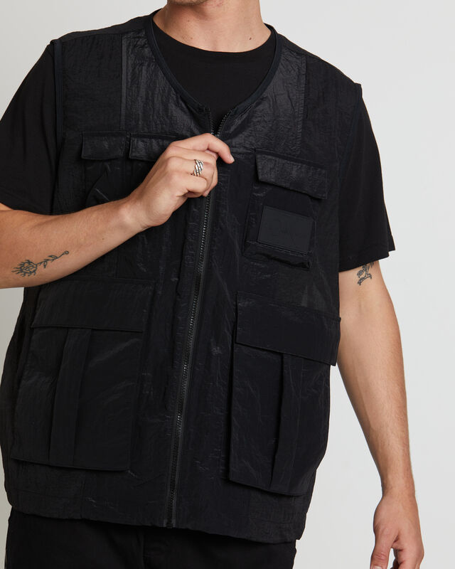 Mesh Ripstop Utility Vest in Black, hi-res image number null