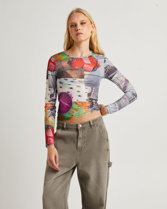 Primavera Long Sleeve Mesh Top, hi-res image number null