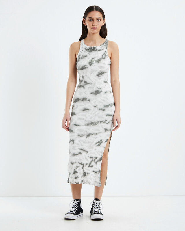 Tie-Dye Rib Dress Silver/Sage Green, hi-res image number null