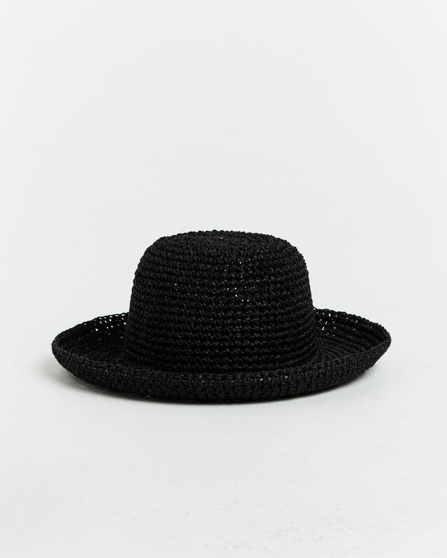 Vacay Straw Bucket Hat in Black, hi-res image number null