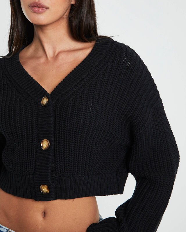 Cooper Cropped Cardigan Black, hi-res image number null