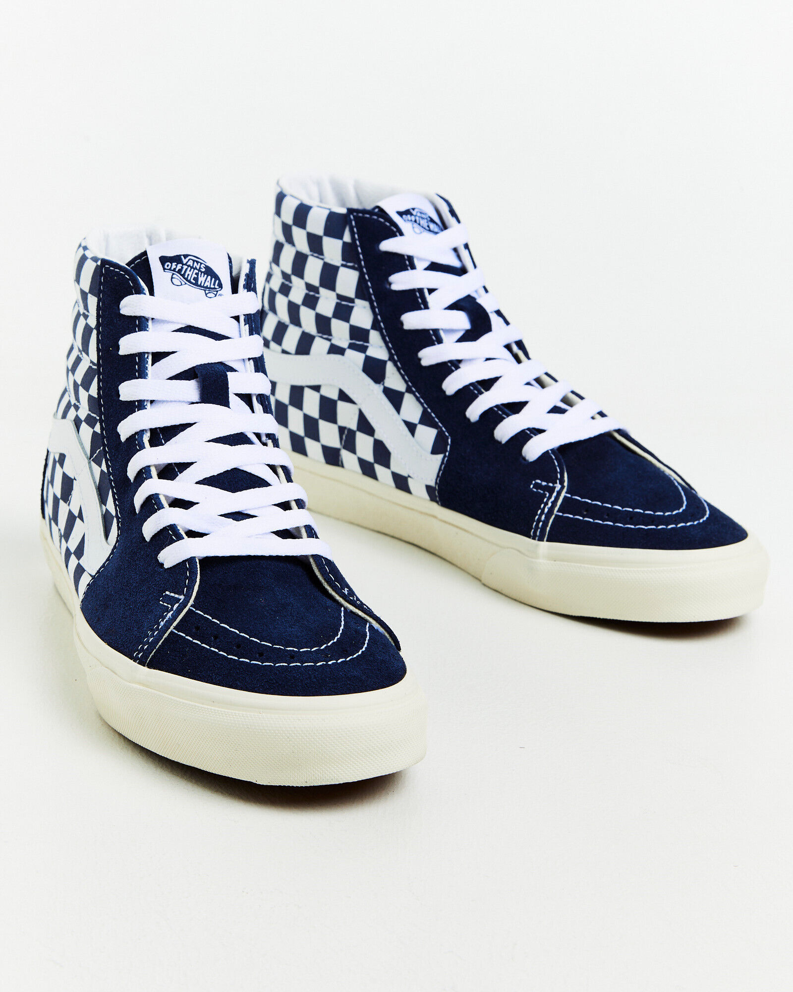 Dark blue and sale white checkered vans