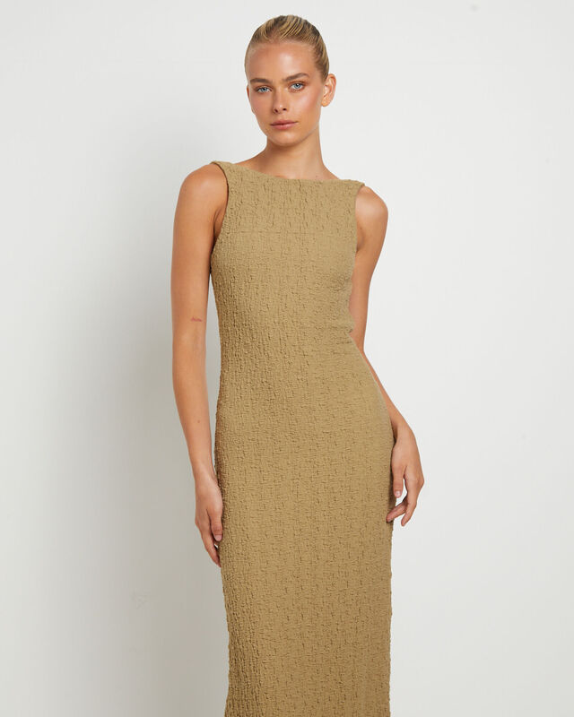 Skyla Textured Maxi Dress in Taupe, hi-res image number null