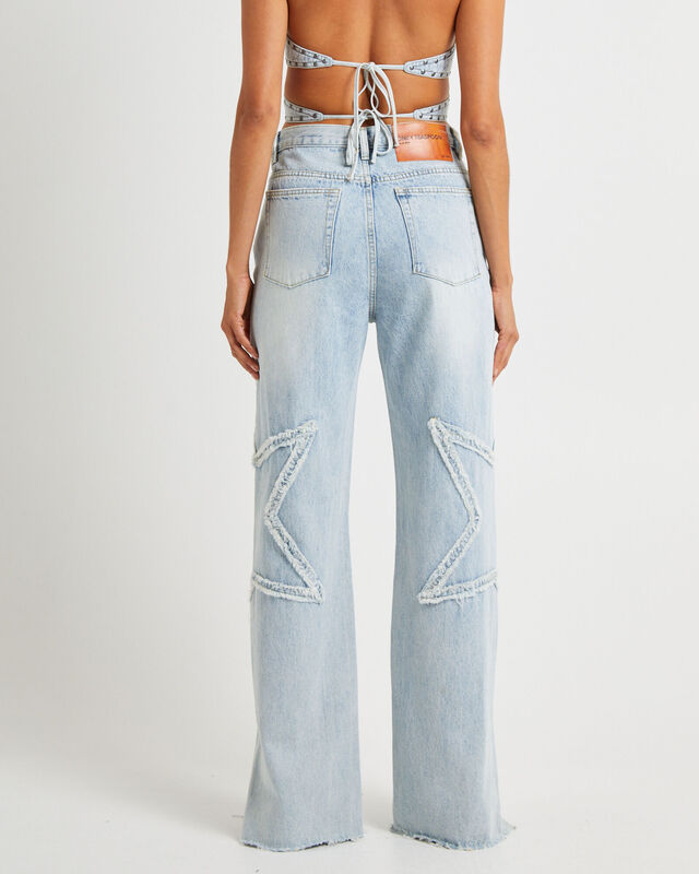 Diamonde Star Straight Leg Mid Waist Denim Billie Jeans, hi-res image number null