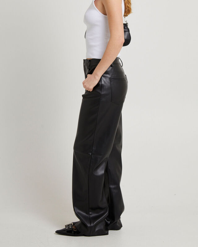 Jadey Relaxed PU Pants Black, hi-res image number null