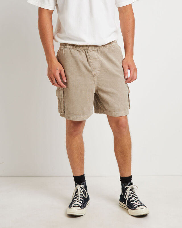 Devod Cord Cargo Shorts in Mushroom Beige, hi-res image number null