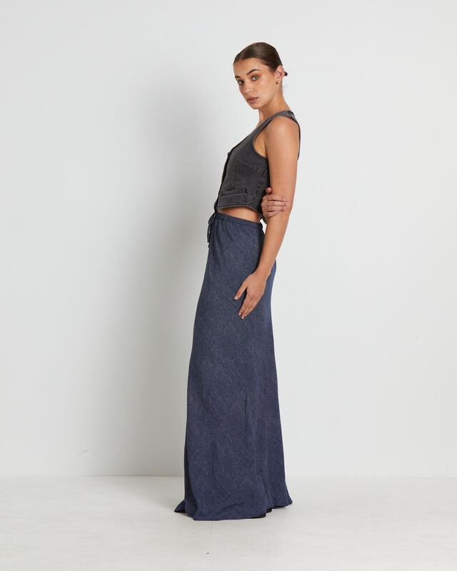 Slip Maxi Skirt in Mini Spot Navy, hi-res image number null