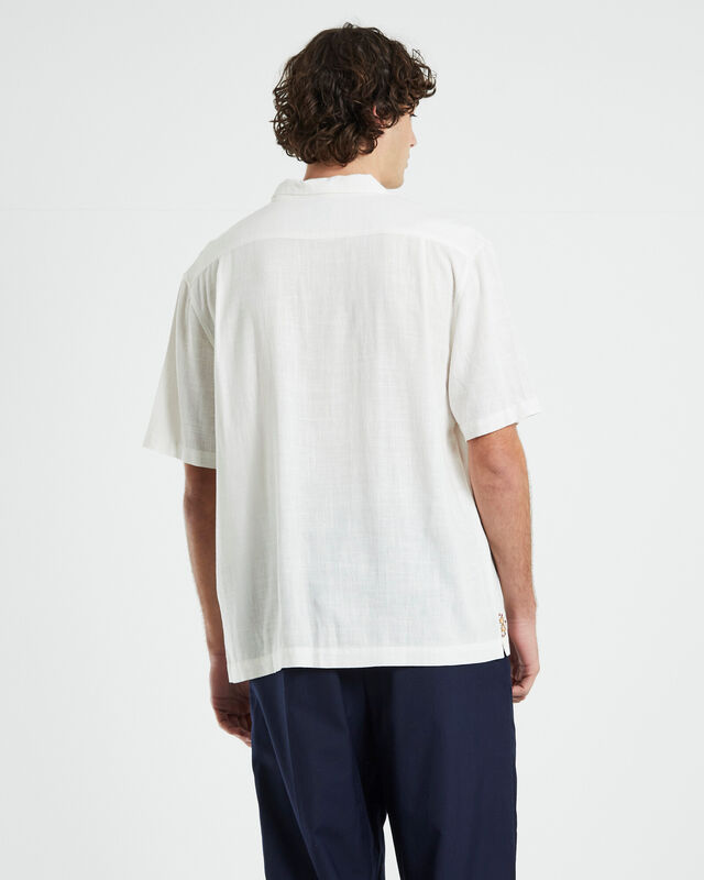 Jose Linen Short Sleeve Resort Shirt in Off White, hi-res image number null