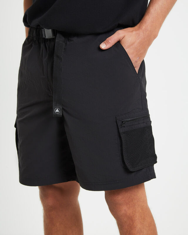 Multi Pocket Utility Cargo Shorts in Black, hi-res image number null