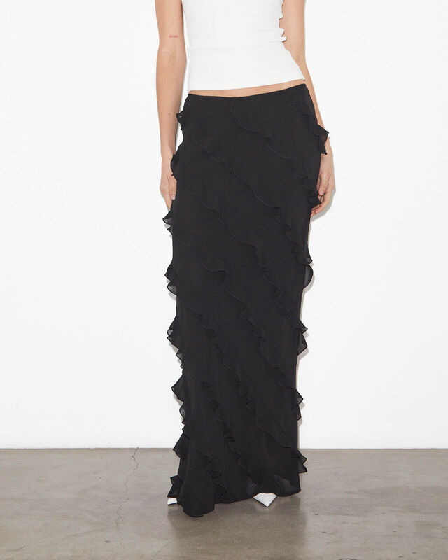 Marta Ruffle Skirt in Black, hi-res image number null