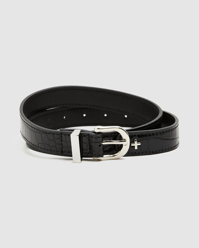 Kendrick Belt Croc Black/Silver, hi-res image number null